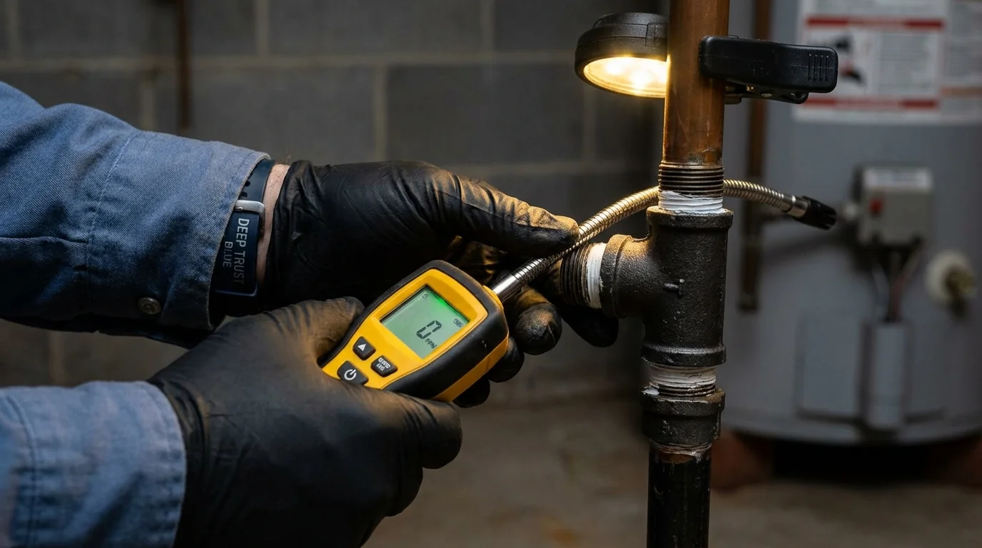 Gas leak detection with electronic sniffer by Johns Plumbing LLC in Berwick
